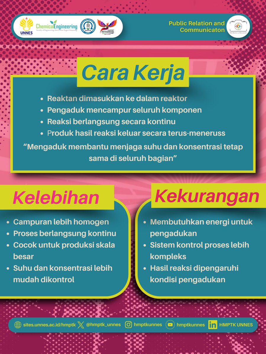 hmptk_unnes's tweet photo. Lalu, bagaimana cara kerja reaktor ini dan mengapa banyak digunakan di berbagai industri?  
Yuk, simak pada slide berikutnya! ✨

#ChemistJuni
#SalamYesWeCan
#TeknikKimiaUNNES
#KabinetIntegrasi
#HMPTK2026 https://t.co/9Z4CXyvzZF