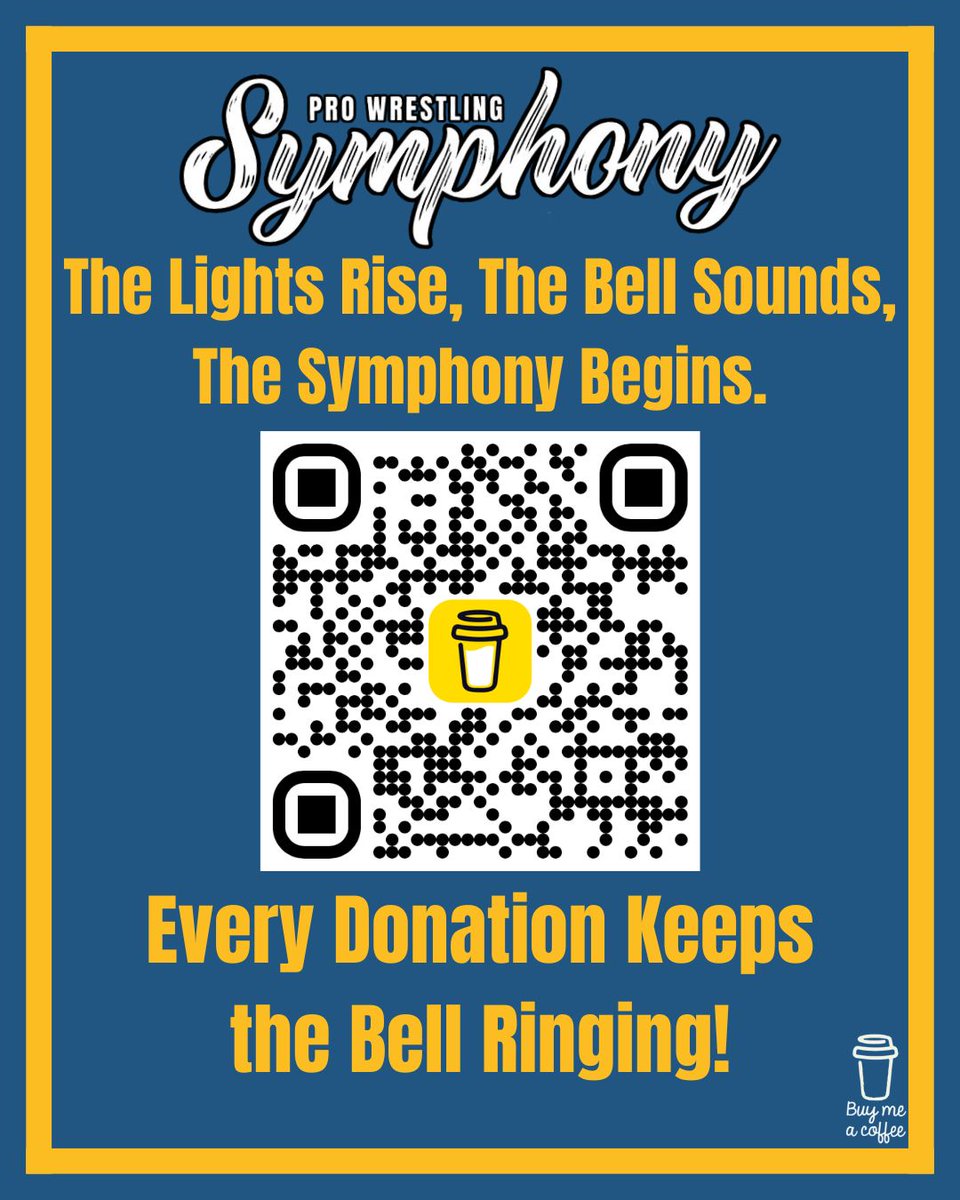 PWSymphonyLive's tweet photo. We've had folks ask how they can help support Symphony's future. Now we have a way!

Pro Wrestling Symphony is now on @buymeacoffee  — and every donation goes towards future PWS events! https://t.co/jfu9kkvESu