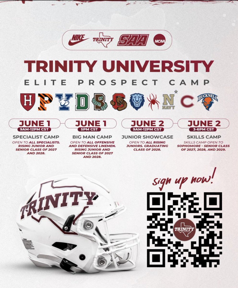 JacobJakes10_'s tweet photo. I will be attending the Trinity University Elite Prospect Camp tomorrow. I’m excited to showcase my talents and dominate!
@CoachMcGuire_ @CoachBhakta @Coach_Johnson76 @ChrisBergeski @D_WallCoach @SVerbit @CoachPDeCapito @CoachATrotta @HokaHeyFootball https://t.co/O9ZzQ8voCH