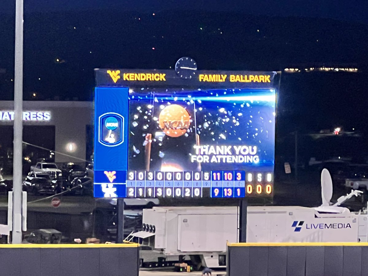 3Guys__'s tweet photo. Magical win for @WVUBaseball. Did we say magical?! ✨⚾️

This team just keeps finding ways. Toughness. Belief. Next pitch mentality.

Celebrate it tonight … because there’s more baseball tomorrow. #NextPlay #HailWV #RoadToOmaha #WVUBaseball #CountryRoads https://t.co/GlSvQodClf