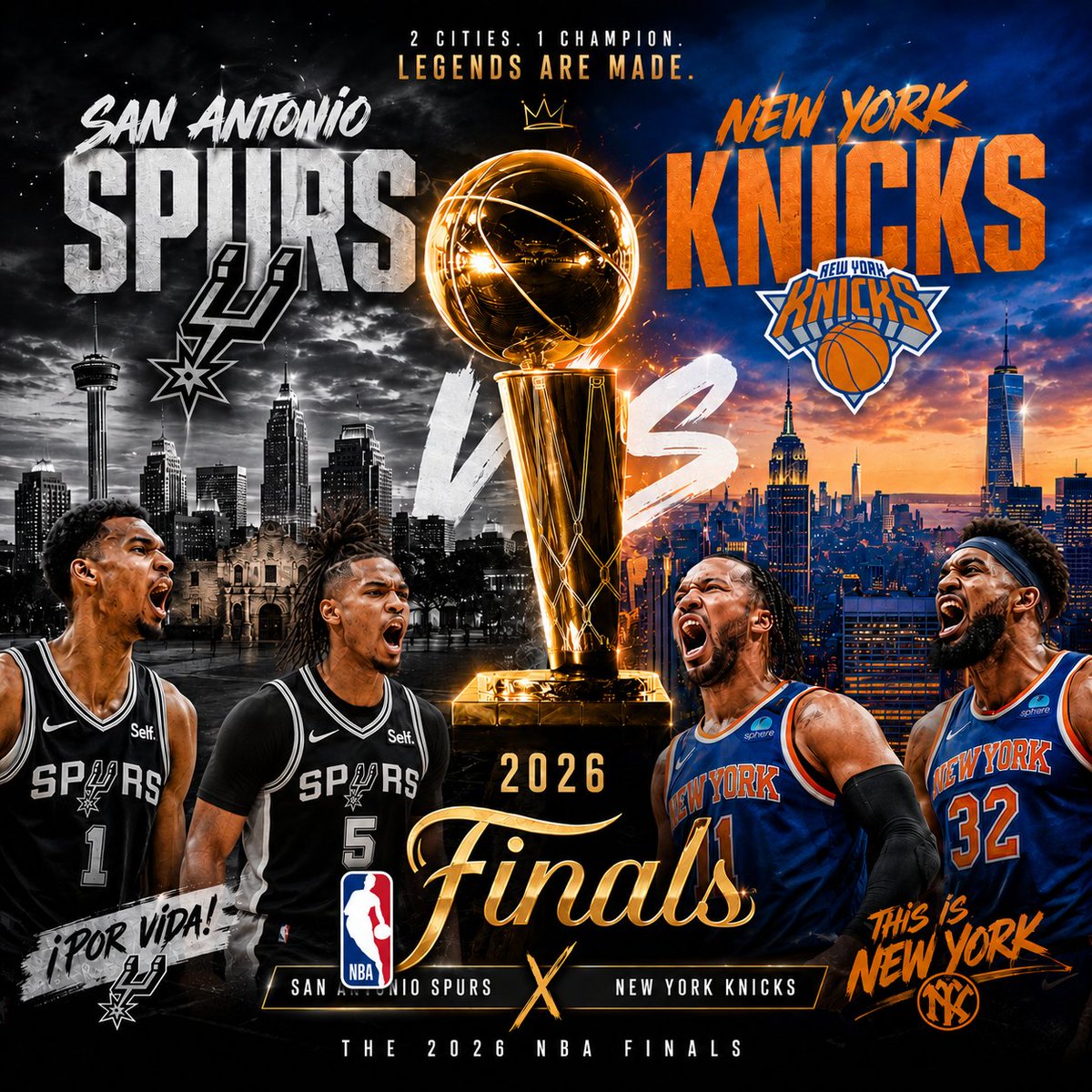 thesportsanswer's tweet photo. 🚨 @NBA FINALS ARE HERE 🚨

@spurs vs @nyknicks turn the clock back to 1999 as they meet for the 2nd time in the #NBA Finals!!

Who are you taking #NBA fans?? #PorVida #AlwaysKnicks https://t.co/w54asQ4Irg