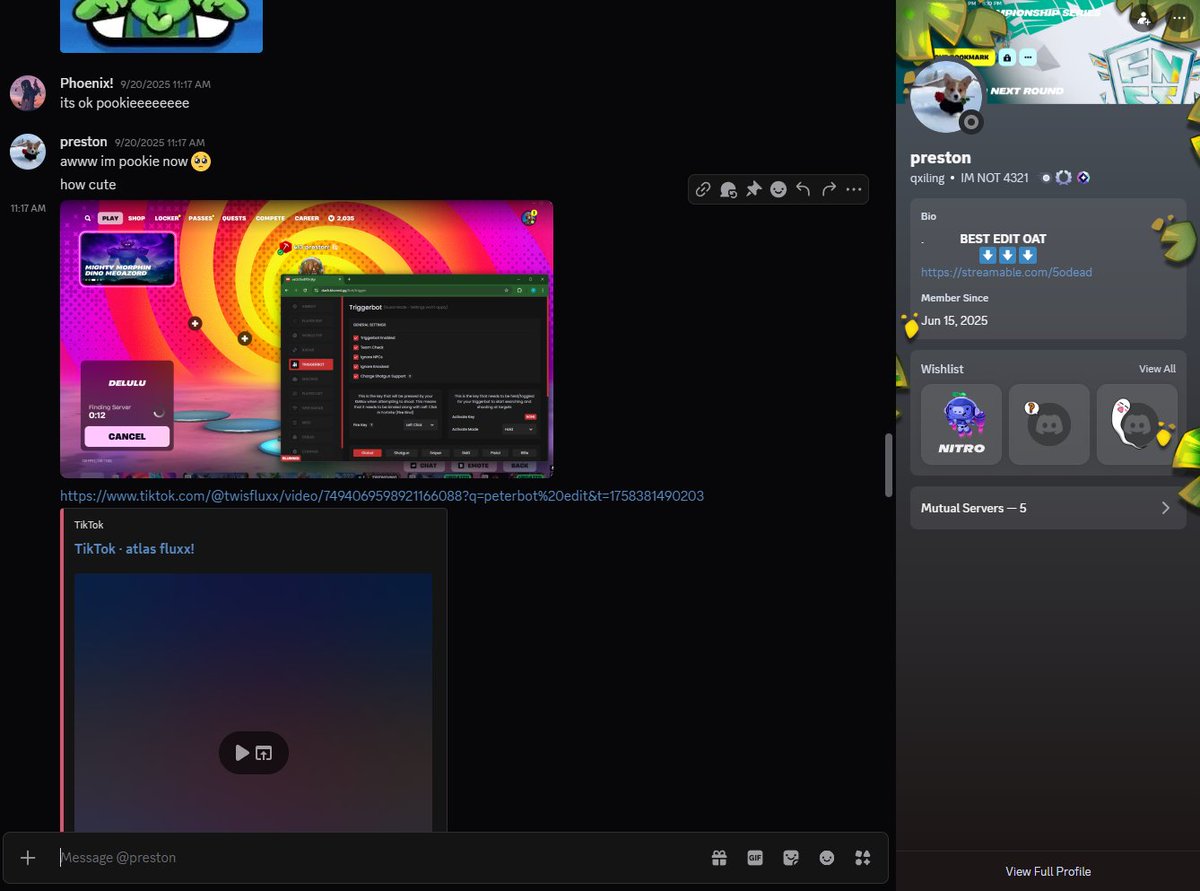 Phoenixkbm's tweet photo. @mississppifn ig ur tm8 has cheats. @qxiling1 why we cheating now to earn big brudda @KeyysFN_  @yeshuafn @DelayFN_ @moonfv7 https://t.co/Y2l7NIR8T6