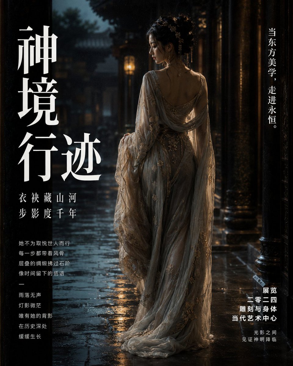 Soranlan's tweet photo. 她从月色里回身，穿过雨夜，在竹影深处停了停，又站到山河尽头的光里。

这一组最迷人的地方，就是那种东方神性突然显形的瞬间

风吹起衣袂，光刚好擦过身体轮廓，雨水落在石阶上，远处的宫阙和山河全都安静下来。

���没有解释自己，也不靠近镜头，只用一个背影、一次侧目、一束落下的光，就把整个画面封进了时间里。

很冷，很静，带着一种无法靠近的压迫感，像古老壁画里醒来的神明，又像月色替人间写下的一句低语。

有些美从来不是用来热闹的，它只要出现一下，世界就自动放低了声音。