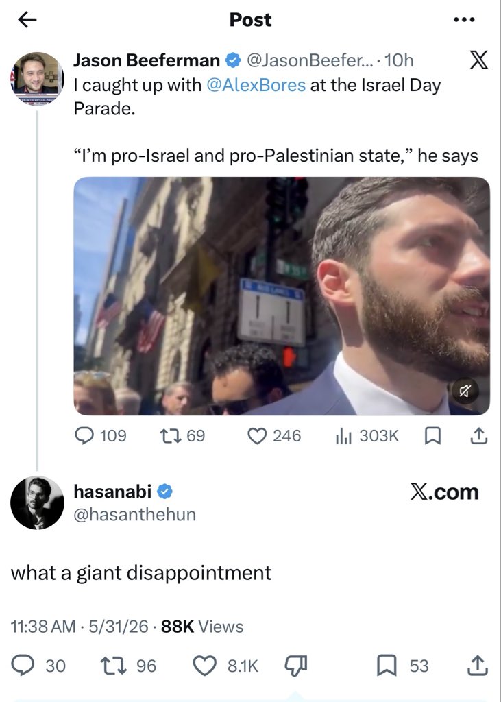 NYCGreenfield's tweet photo. Radicals like @hasanthehun want to wipe Israel off of the map. Even when liberal Democrats support 2 states, one Israel and one Palestine, that’s not enough

EVERY major candidate in NY-12 supports 2 states. If @hasanthehun knows otherwise, please let us know so we can fight them https://t.co/RaOh7qjlHR