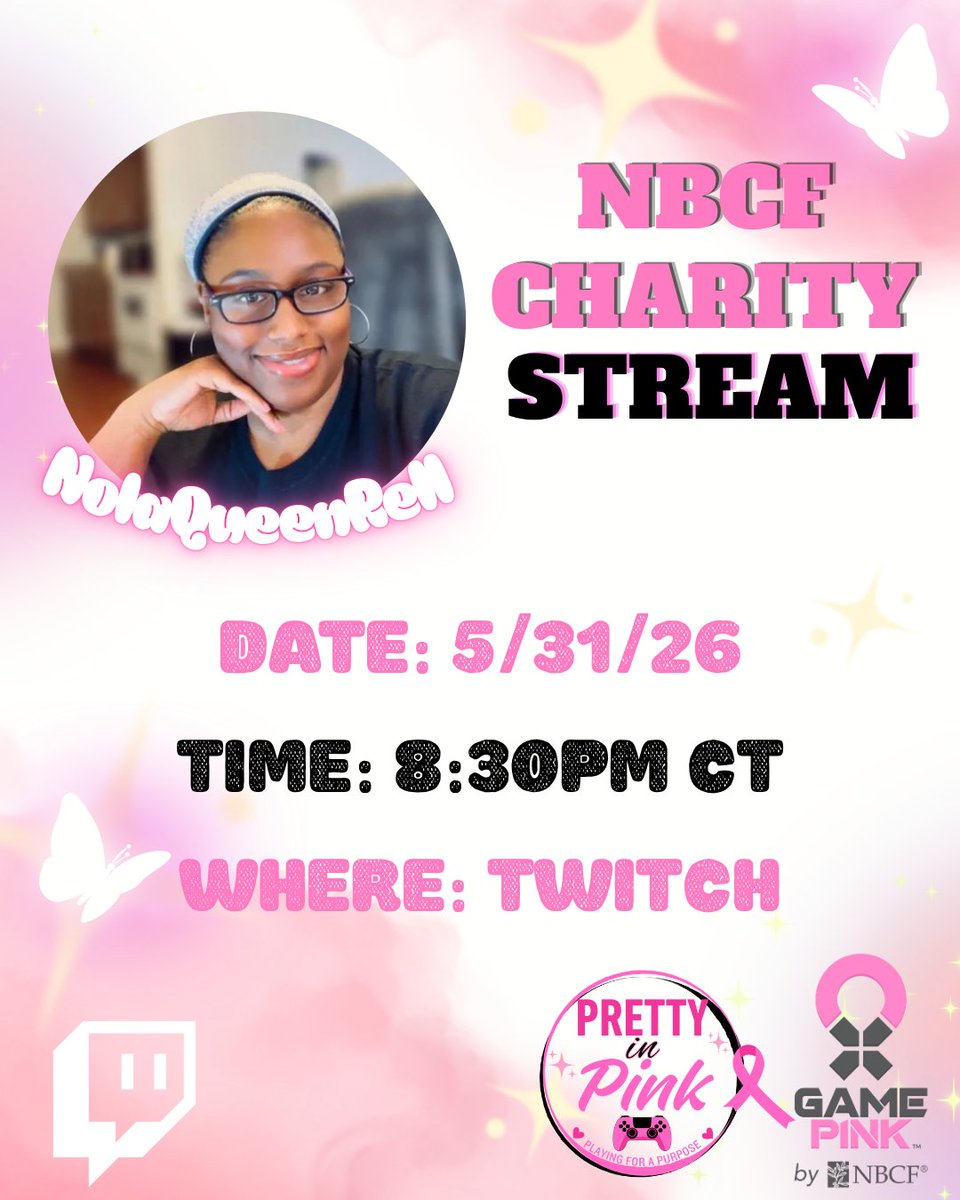 NolaQueenRell's tweet photo. 🎀 We're live and gaming for a cause! 💖

Join me as we raise funds and awareness for breast cancer through our Pretty in Pink x Game Pink fundraiser benefiting the National Breast Cancer Foundation.

Every donation counts. Every share helps. Let's make an impact together.

#GamePink #PrettyInPink #NBCF #CharityStream