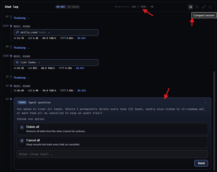 bitslix's tweet photo. Dev Update — coming soon 🚀

Working on the next BLXCode Agent update:

* Visible token, cost, speed and turn statistics.
* Safer task handling with confirmation prompts for destructive actions.
* Compact session mode and more control over long-running agent workflows.

https://t.co/4nMAutUutc

#BLXCode #Bitslix #AI #DevTools #OpenSource #CodingAgents