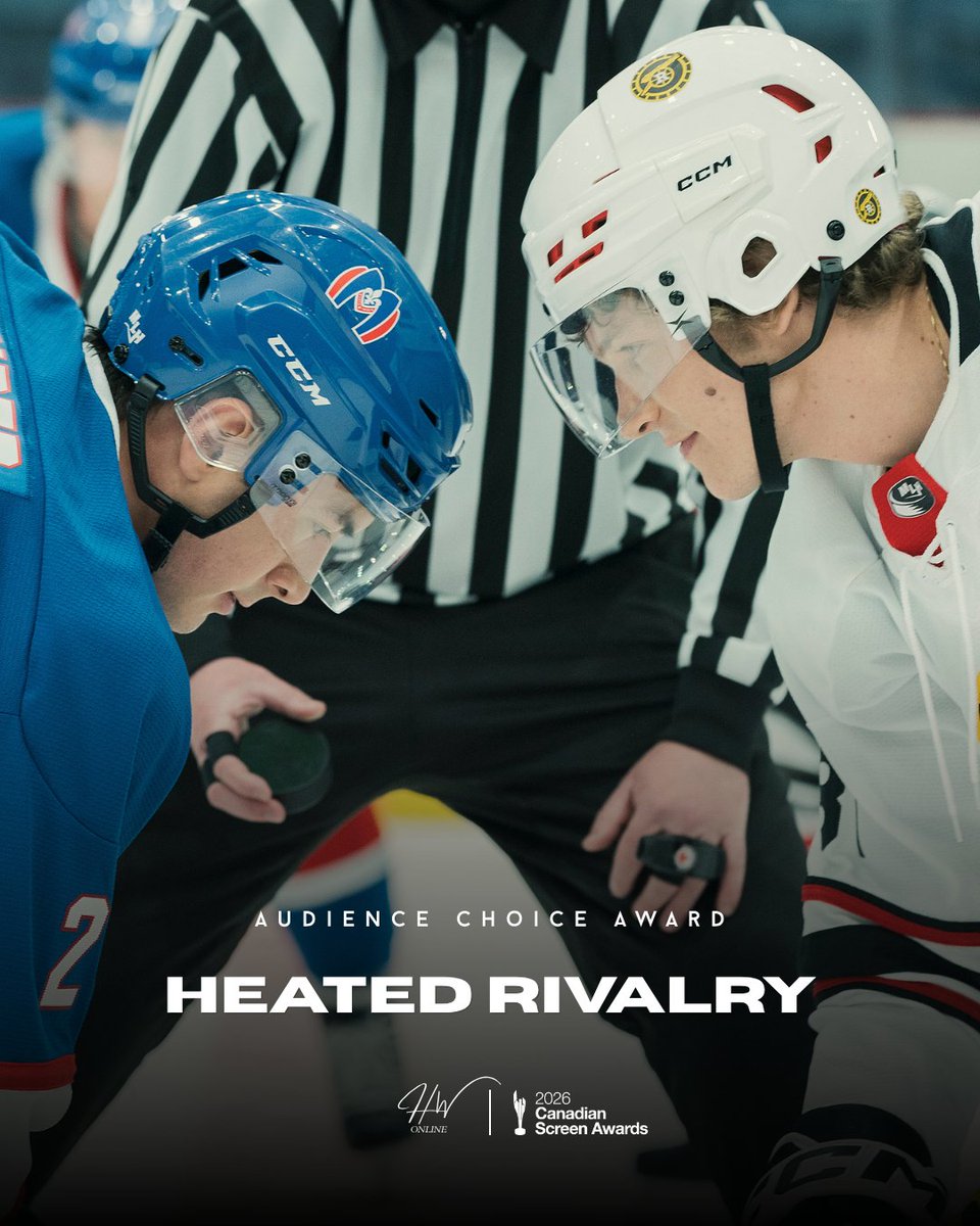 hudsonwonline's tweet photo. “Heated Rivalry” wins the ‘Cogeco Fund Audience Choice Award’ at the 2026 Canadian Screen Awards! 🏆 https://t.co/VCYIDWWBiH