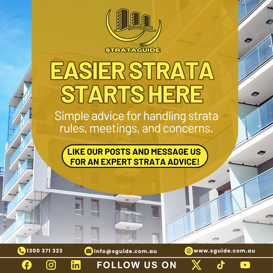 StrataGuide's tweet photo. Easier Strata starts here. Simple guidance for rules, meetings &amp; concerns so your community runs smoothly. Clear support for better building living.

#StrataManagement #Strataguide #PropertyTips https://t.co/7s6ZSA6vjW