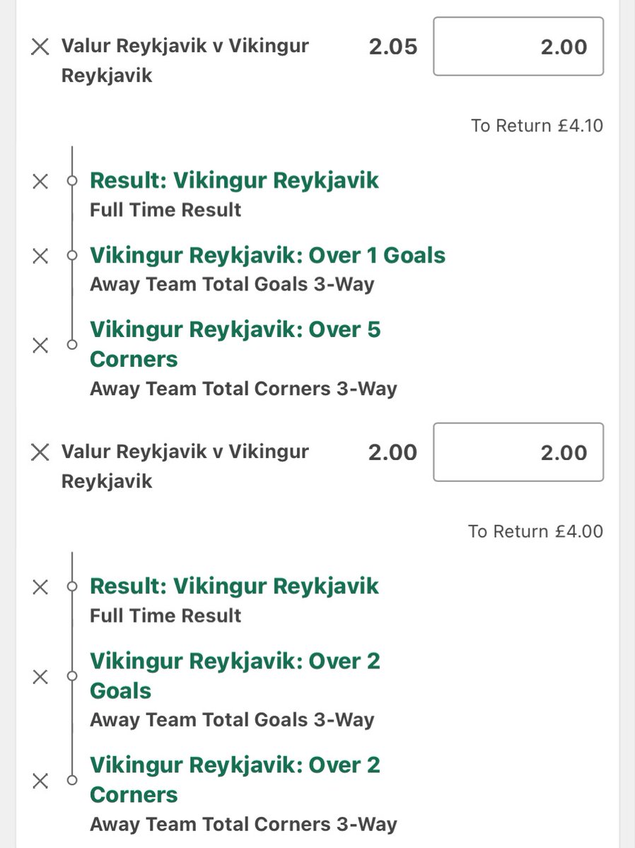 MJFooty_Tips's tweet photo. The good start to the season continued in Iceland today. Another clean sweep (7/7) in the KR Reykjavik game, who have quickly become my favourite team in the country. That followed another clean sweep in the Vikingur Reykjavik game thanks to a late 7th corner from them. Given the scoreline I was expecting 2 of the selections to struggle but thankfully they managed to get the 2 corners needed from them in the second half.