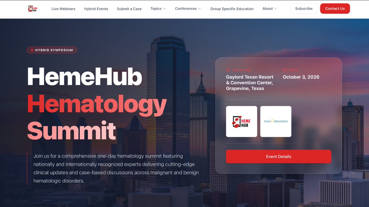 ClinEdPulse's tweet photo. HemeHub delivers expert-led education in hematology, focusing on rare and complex hematological disorders. The platform provides clinicians with the tools and knowledge they need to make informed decisions and improve patient outcomes.

Key Features
- Interactive case discussions
- Disease-focused learning modules
- Real-time insights from global leaders

Explore more: https://t.co/lpE47YfZxo

Link to our other platforms: 
https://t.co/16bMJKN5AY
https://t.co/ucroOeCe7C
https://t.co/IaZlvqPLsP

@HemeHub 
@EndoExpertHub 

#Hematology #MedicalEducation #ClinicalUpdates #HemeOnc #hemehub
