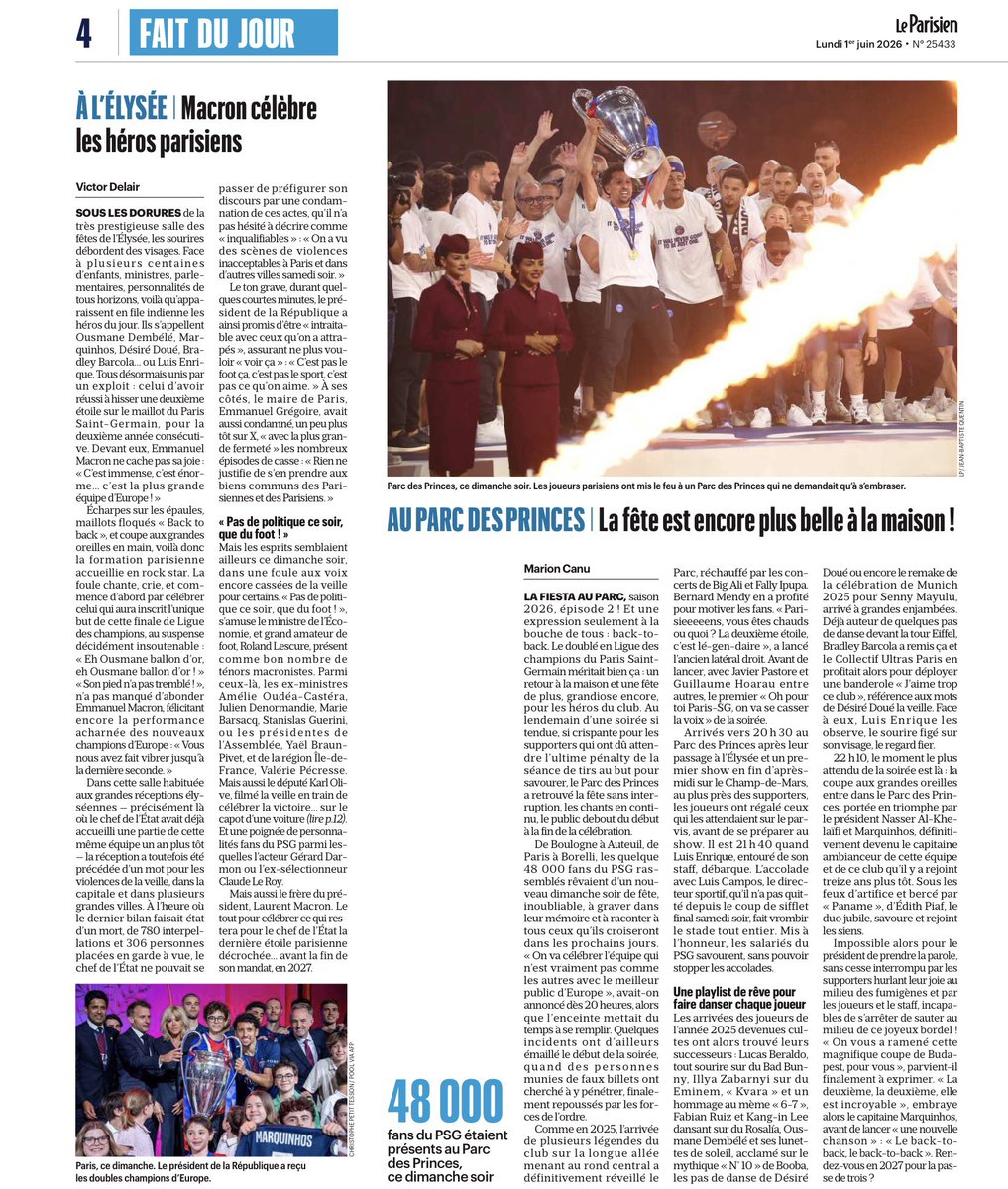 rdppsg's tweet photo. 🔴🔵📰 Revue de presse #PSG du parisien et de l’équipe, lundi 1er juin 1/6 https://t.co/h03tZgpVH1