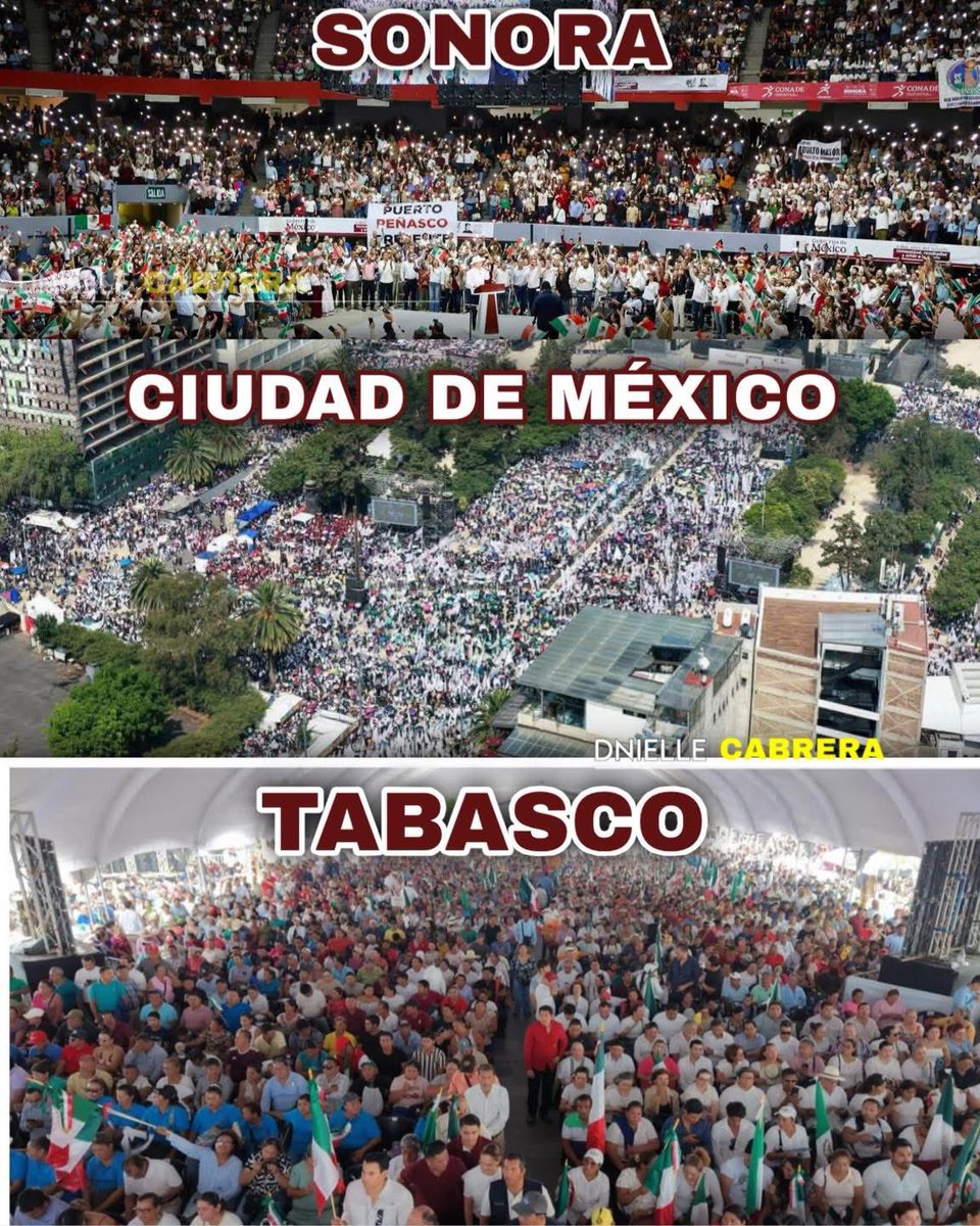 DnielleCabrera's tweet photo. 🚨 🇲🇽 MÉXICO ESTÁ DE FIESTA! Claudia Sheinbaum acaba de mostrar el músculo político que hay por todo el país, este tipo de imágenes NO saldrán en TV Azteca 🤣🇲🇽 https://t.co/xbPAHgmyB6
