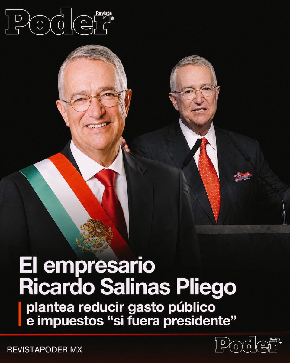 RevistaPoderMx's tweet photo. “SI SOY PRESIDENTE, VOY A BAJAR LOS IMPUESTOS” 💬

El empresario Ricardo Salinas Pliego afirmó que, si llegara a la Presidencia, reduciría a la mitad el gasto público y los impuestos para personas y empresas. https://t.co/nYuIMPUvxn