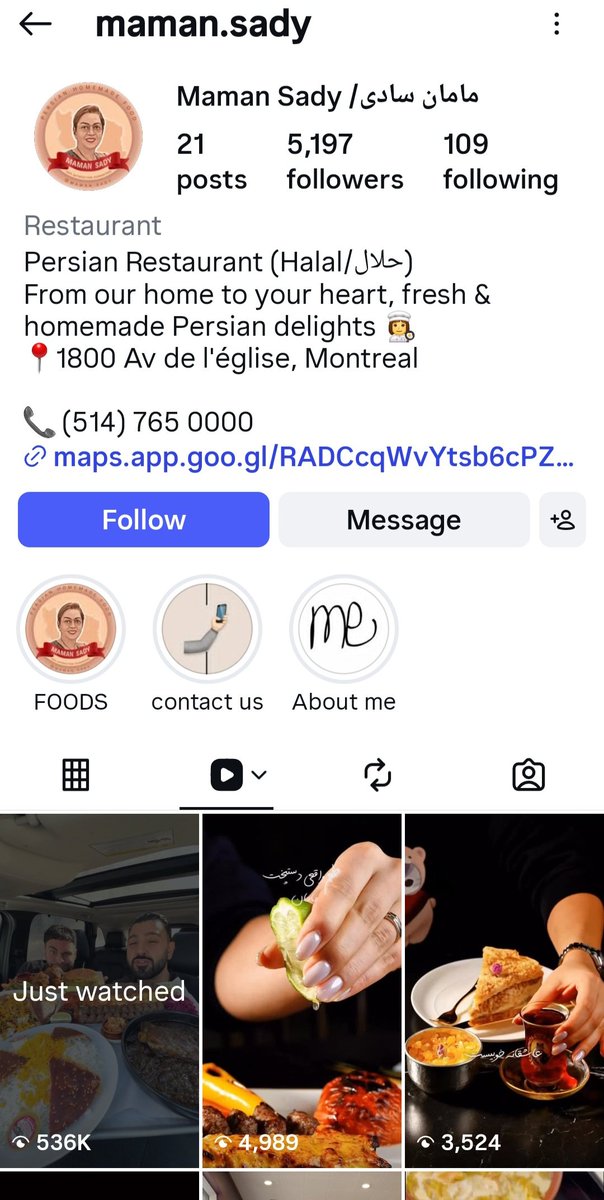 gray_khakestary's tweet photo. از میزان عجیب غریب بودنم همینو بگم که از پیج یه رستورانی تو تورنتو اسکرین گرفتم که اگه اونجا رفتم بدونم کجا غذا ایرونی بخورم‌🚶🏻‍♀️🚶🏻‍♀️😂 https://t.co/4pnRhL7fxu
