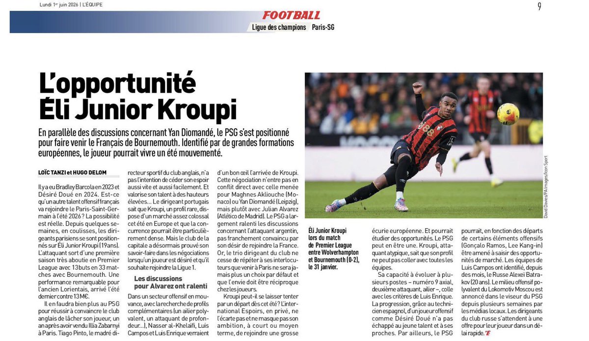 rdppsg's tweet photo. 🔴🔵📰 Revue de presse #PSG du parisien et de l’équipe, lundi 1er juin 5/6 https://t.co/Y3wvvAnXpg