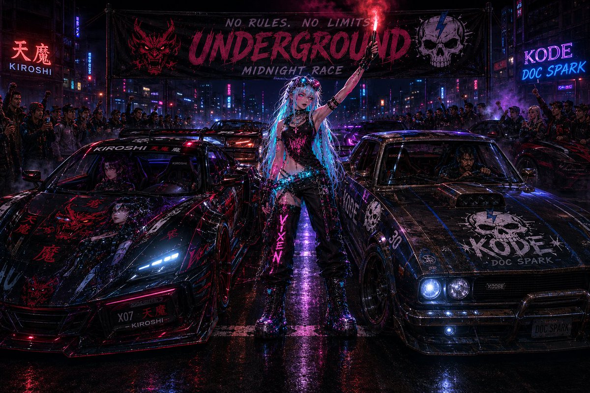 Kodeforger's tweet photo. @EvaGlitchAI Nos is primed.. Time to tear up the streets!

#POTD #promptoftheday #AI #AiArt #Art #AnimeArt #StreetRace #StreetRacing #CarCulture #UndergroundRacing #Itasha #AnimeCars #CharacterDesign #DigitalArt #AnimeStyle #CommunityPrompt https://t.co/tO7FHNJUJ5