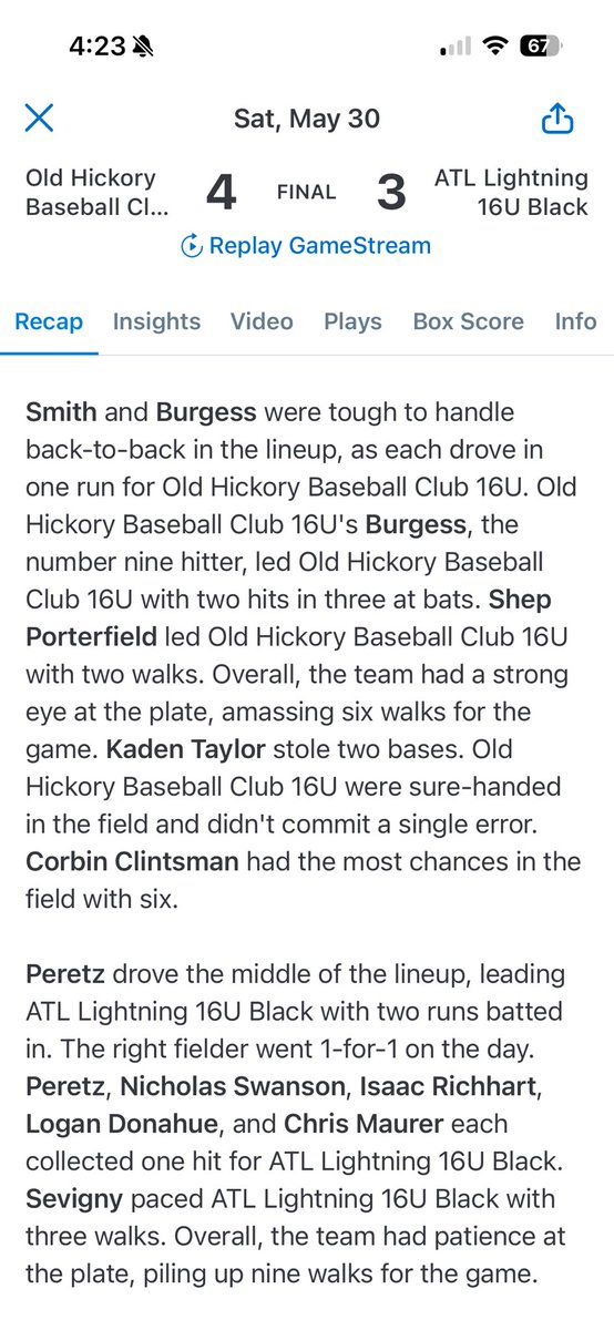 KadenTaylor2028's tweet photo. Great day for the @OHBASEBALLCLUB 16’s as we pulled out a tuff W this morning 4-3. I was 1-2 at the plate with a line drive to left and a walk with 2 stolen bases on the day.   @prepbaseball @PrepBaseballGA https://t.co/qWFGn69jvB