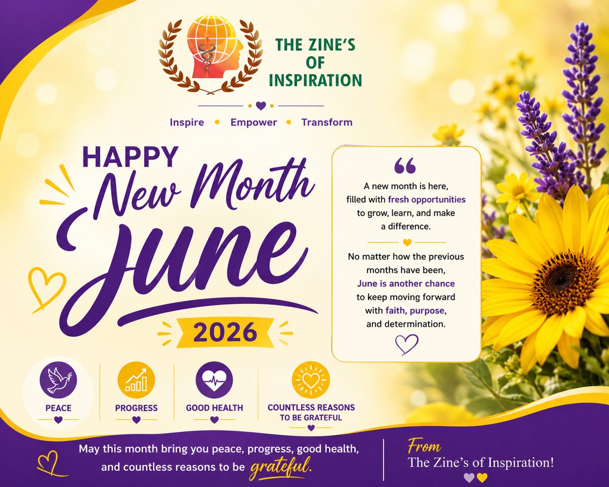 Thezipharm's tweet photo. Yes, it's June!🎉

Welcome to June! 🌼

A new month is here, filled with fresh opportunities to grow, learn, and make a difference. No matter how the previous months have been, June is another chance to keep moving forward with faith, purpose, and determination. https://t.co/DsGK7q2Fys