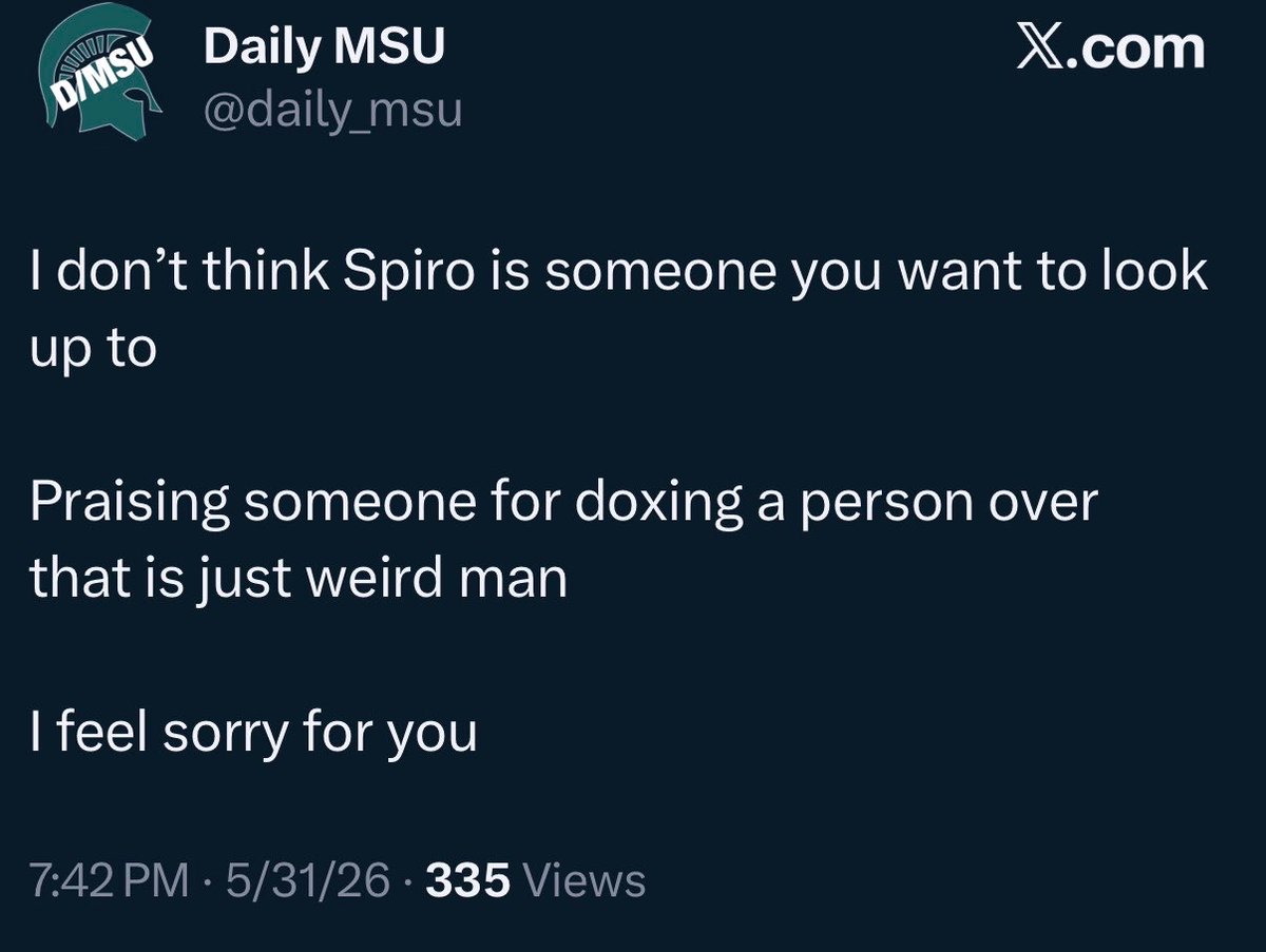 DarkoStateNews's tweet photo. I don’t think provoking an investigative reporter who doesn’t like you is a good idea, Trevor.

If you want to play stupid games, I’ll give you stupid prizes.

@daily_msu https://t.co/vUlAgDgkAt