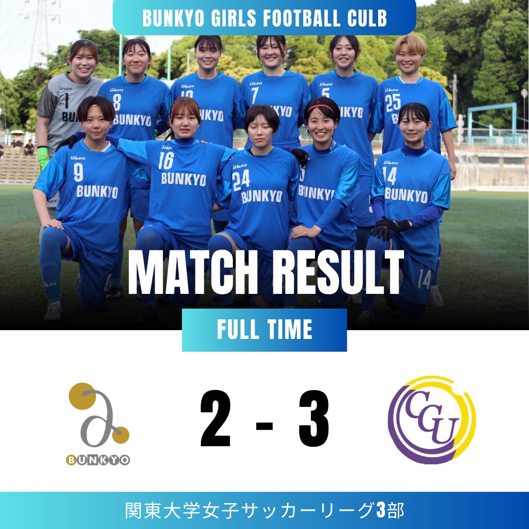 bugfc_'s tweet photo. ー 試合結果報告 ー
【関東大学女子サッカーリーグ3部】
5月31日 （日） 17:00kickoff
📍中央学院大学つくし野グラウンド
🆚中央学院大学

前半0-1 
後半2-2 (周藤 結椛×2）
┈┈┈┈┈┈┈┈┈┈┈┈┈┈┈┈
Total 2-3 lose https://t.co/tU5koUELvk