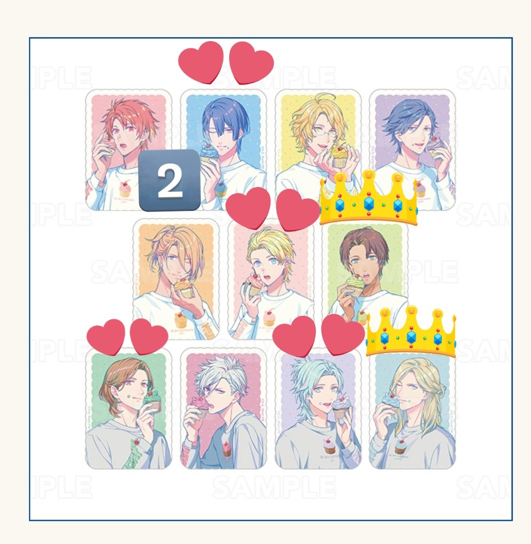 MARIErc_i's tweet photo. 【交換】 うたプリ BGS マルイ BE MY CUPCAKE Ver. BMC ビジュカ サテンステッカー  ちびキャラ アクスタ 
エポス特典

譲）音也 真斗 那月 トキヤ 翔 嶺二 藍

求）ステッカー:カミュ2>セシル3
アクスタ:カミュ又はレン1、セシル2　
特典:レン1又はカミュ1、セシル1

セシルは友人分
郵送交換>手渡し https://t.co/4B6WDTZDFl