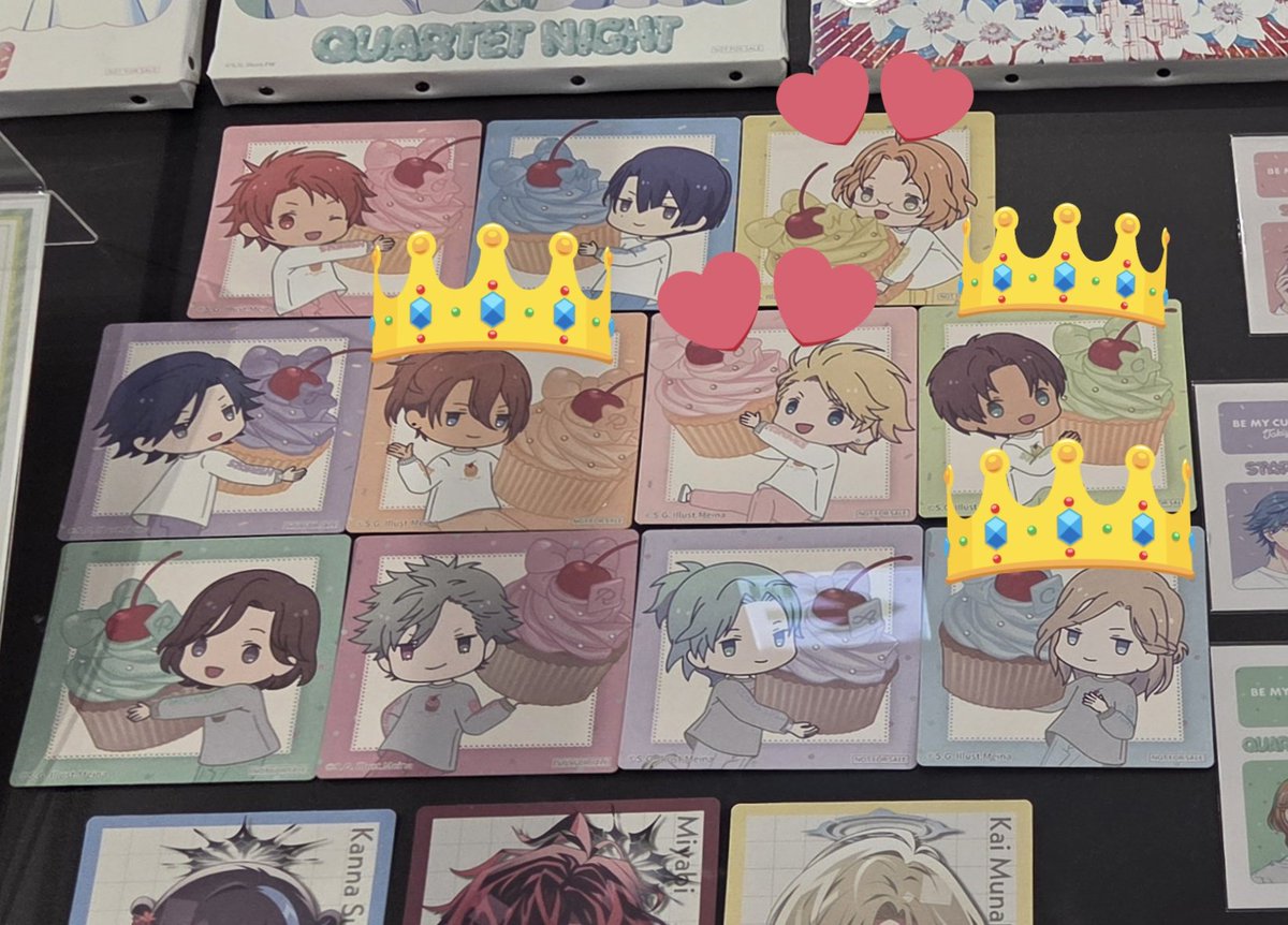 MARIErc_i's tweet photo. 【交換】 うたプリ BGS マルイ BE MY CUPCAKE Ver. BMC ビジュカ サテンステッカー  ちびキャラ アクスタ 
エポス特典

譲）音也 真斗 那月 トキヤ 翔 嶺二 藍

求）ステッカー:カミュ2>セシル3
アクスタ:カミュ又はレン1、セシル2　
特典:レン1又はカミュ1、セシル1

セシルは友人分
郵送交換>手渡し https://t.co/4B6WDTZDFl