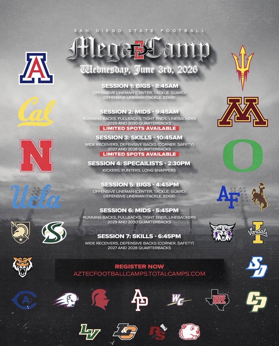 MasonSt96's tweet photo. I Will be Attending the SDSU Mega Camp on Wednesday. Excited to get to work. https://t.co/jbvFhIHNSS