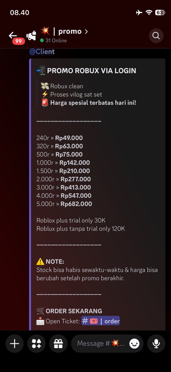 L jual robux n limited item tweet media
