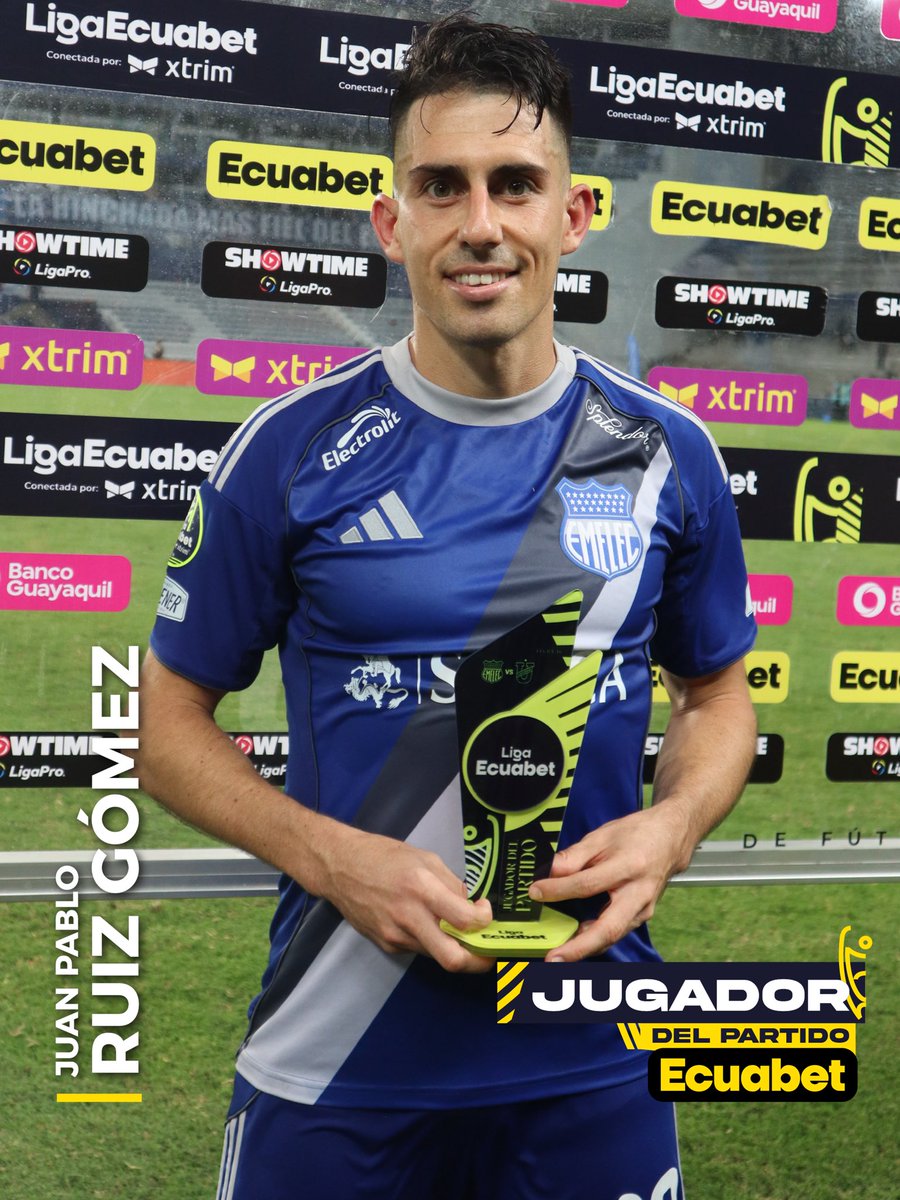 LigaEcuabetec's tweet photo. 📍Juan Pablo Ruíz de @CSEmelec es el jugador del partido @EcuabetOficial ☝️⚽️

¿Cuántos likes para este crack? 🙌🏽

#LigaEcuabetConectadaPorXtrim #JugadorDelPartidoEcuabet 🇪🇨💯 https://t.co/kdUBzamzel