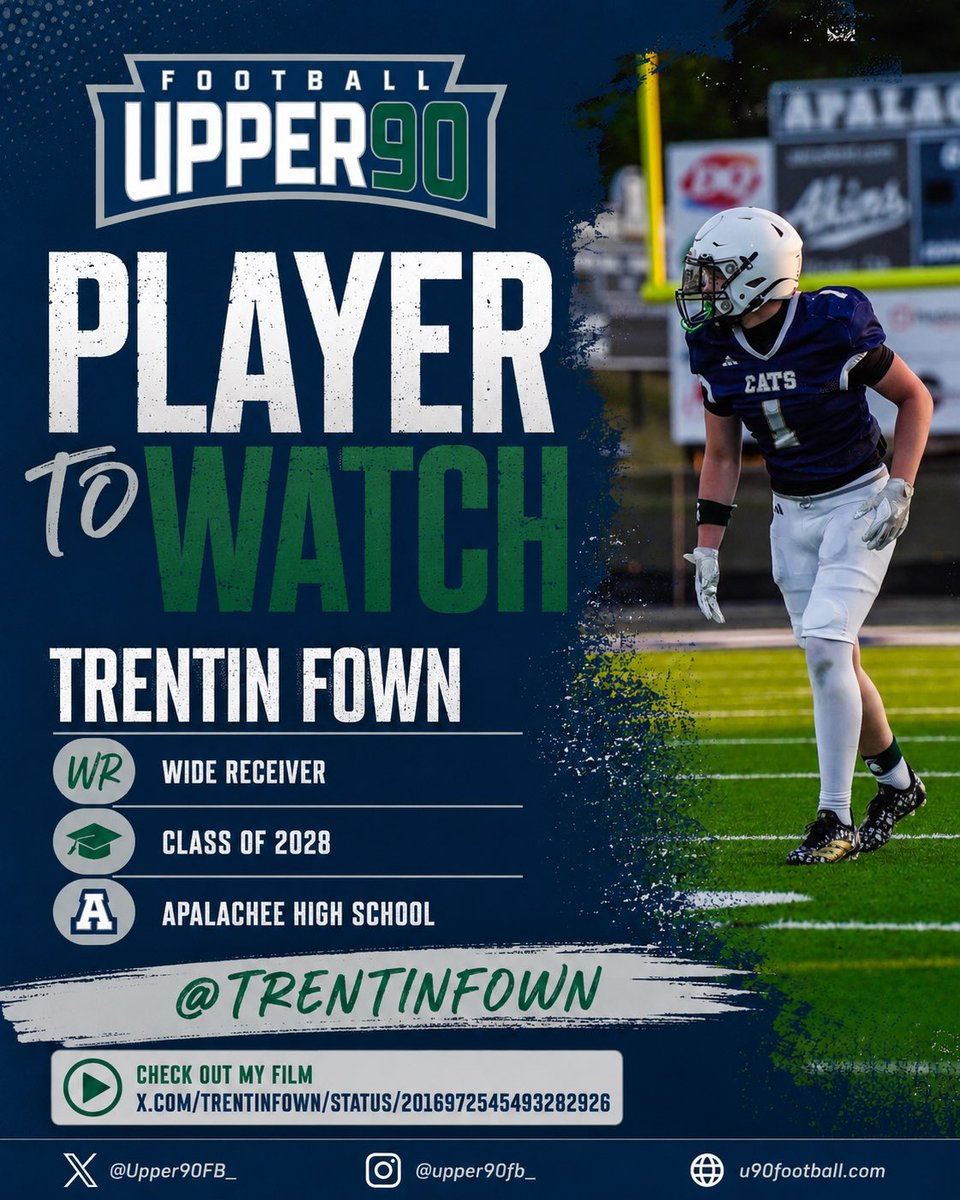 Upper90FB_'s tweet photo. 💥 COLLEGE COACHES 💥

Here is a prospect that you should have on your radar!

Trentin Fown
X Profile: @TrentinFown
Position: WR
Film: https://t.co/dIu12xl3qK
Class of 2028
Apalachee High School https://t.co/6bOLpV8E2g