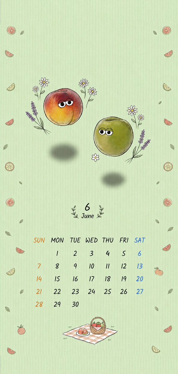 ひかぽん　6月13日期日 やってしまいました…！ 6月カレンダーの日付の色に誤りがあったため