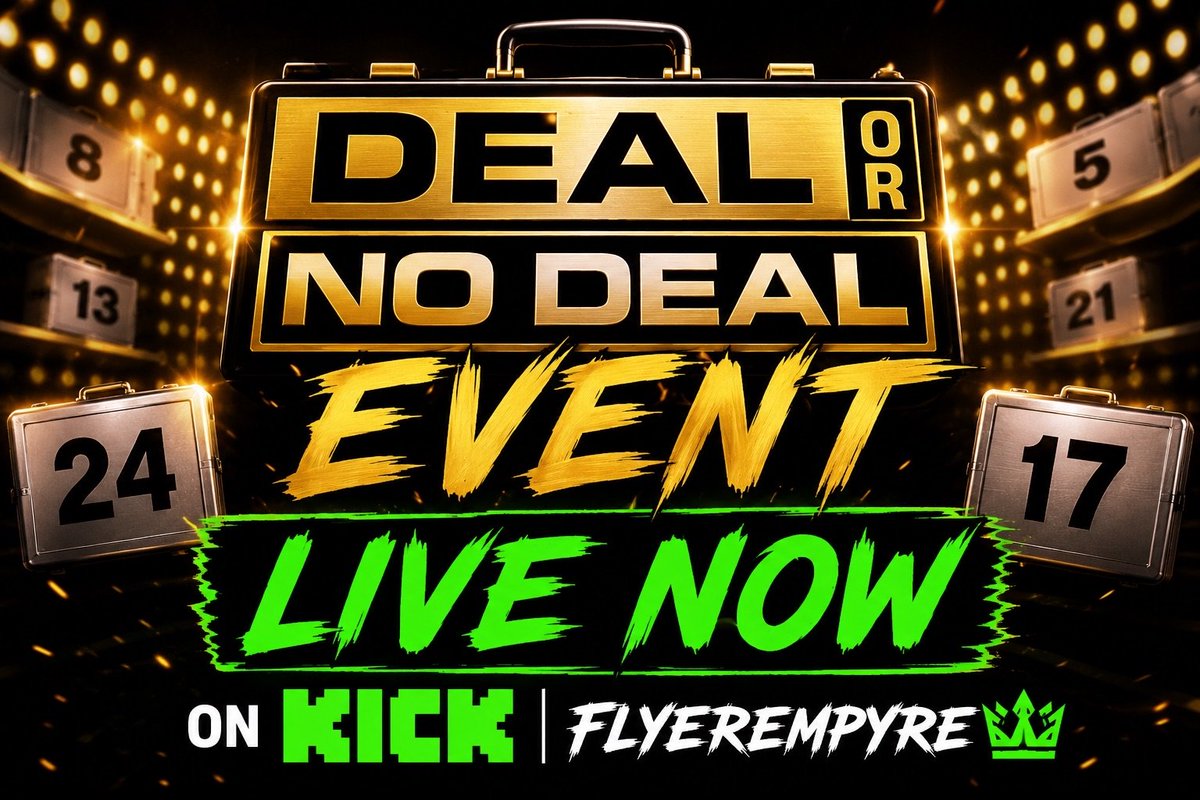 FlyerEmpyre's tweet photo. Running a big deal or no deal event on stream tonight. gonna be a lot of fun with a chance to win some good money as well. going live now tune in! https://t.co/3odf1fr968 https://t.co/k1wg6z2bRg