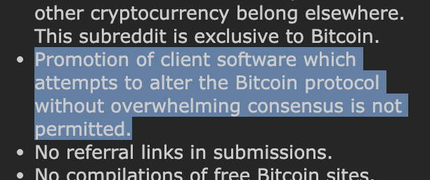 BashCo_'s tweet photo. @GrassFedBitcoin @cguida6 I assume you're using reddit's redesign which probably had a character limit that prevented the rule from being included in full. I agree that the truncated version should be reworded so they match better. This is the rule in place since 2016. https://t.co/dNQVEX1WAw