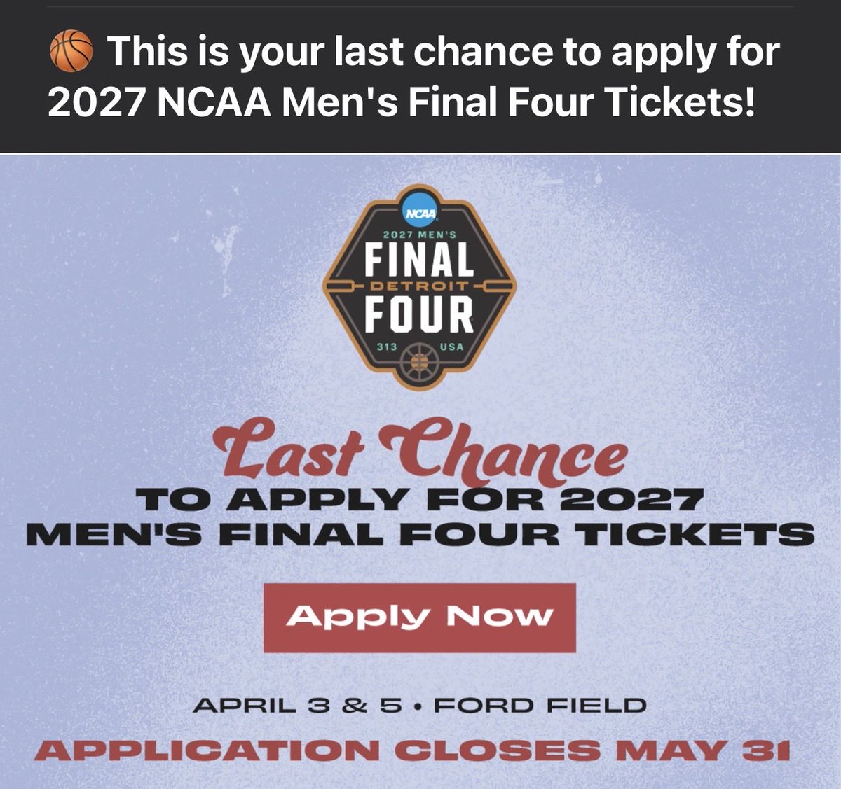 dano_on's tweet photo. For the low, low price of $400 PER application. Which the #NCAA holds onto for up to 5-months. Then keeps $25 of even if you aren’t drawn. But hey, you get a #FinalFour program! 
Talk about a GAUGE. Another great (read greedy) move by the NCAA. https://t.co/wWOjlENwMf
