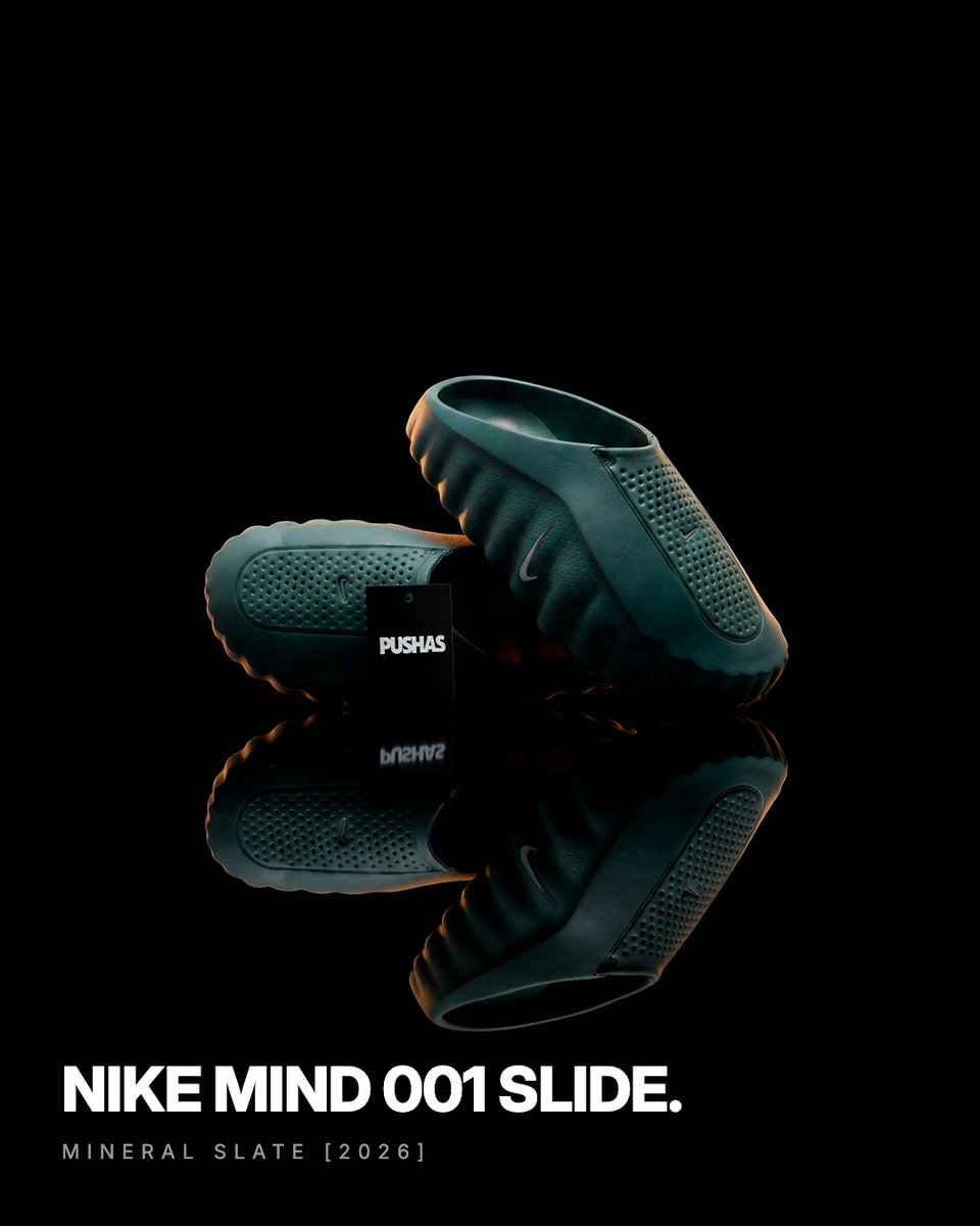 PUSHASOfficial's tweet photo. Engineered for the minutes before the game. 

22 articulated foam nodes underneath. Hyper Crimson sole, Mineral Slate upper.

Nike Mind 001 Slide 'Mineral Slate' (2026)

Shop now at https://t.co/53SfDpYWeR

PUSHAS | Sneakers, Streetwear &amp; Collectibles https://t.co/hb1CS6ZRwl