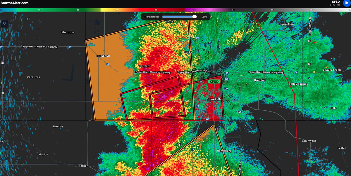 WaynesboroPA's tweet photo. A tornado warning was issued for portions of Minnehaha county in South Dakota.  This includes Sioux Falls.  Seek shelter in the warned area.  Latest alert and radar: https://t.co/6th6gM9eSA https://t.co/GHb5UtTuGh