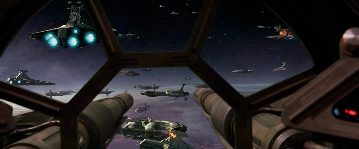 mightydudbolt's tweet photo. I can agree that it's (for the most part) beside the point who's winning, because unlike in Return of the Jedi that isn't the focus of the sequence. The focus is Anakin and Obi-Wan on a mission which requires them to successfully make their way from one end of this chaotic naval engagement to the other. 

That said, Lucas does establish which side is which, extremely efficiently. First, he establishes very obviously in the first shot what the good guy ships look like; they are pointy and painted red. 

Then in the next shot he shows the larger battle, where a bunch of the pointy Republic ships are arrayed against a rounded ship painted blue. Even if you hadn't seen the previous movies where this is a well-known bad guy ship type, you should know now. 

Then we see some more of the pointy Republic ships attacking another ship type, clearly aligned with the other bad guy ships and also with a more rounded hull design. 

Then Anakin clearly points out the main target bad guy ship in the distance, which has a very distinctive silhouette, also has blue markings, and also has a rounded hull shape.