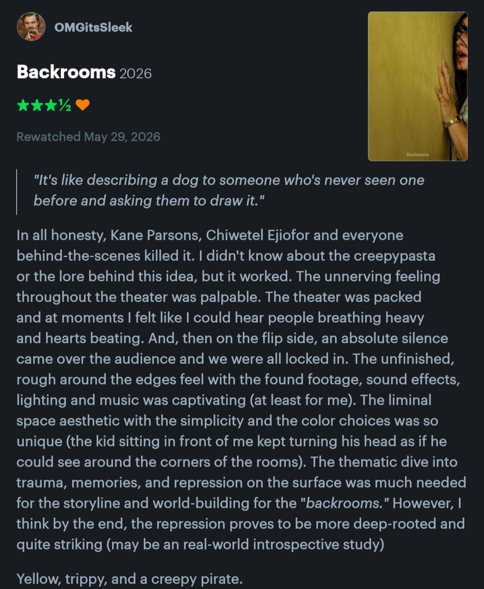 OMGitsSleek's tweet photo. Backrooms Movie Review: 👇🏼
#Backrooms #MovieReview @letterboxd https://t.co/VCgdryeKZ7