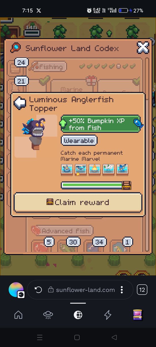 ArvindOrton's tweet photo. Just reached the milestone Marine Marvel Master in Sunflower Land! So proud of my progress in this game. 🌻🚀 

 https://t.co/77ZD3T9c1T 

 #SunflowerLand #LevelUp https://t.co/uvvJwqvQbw