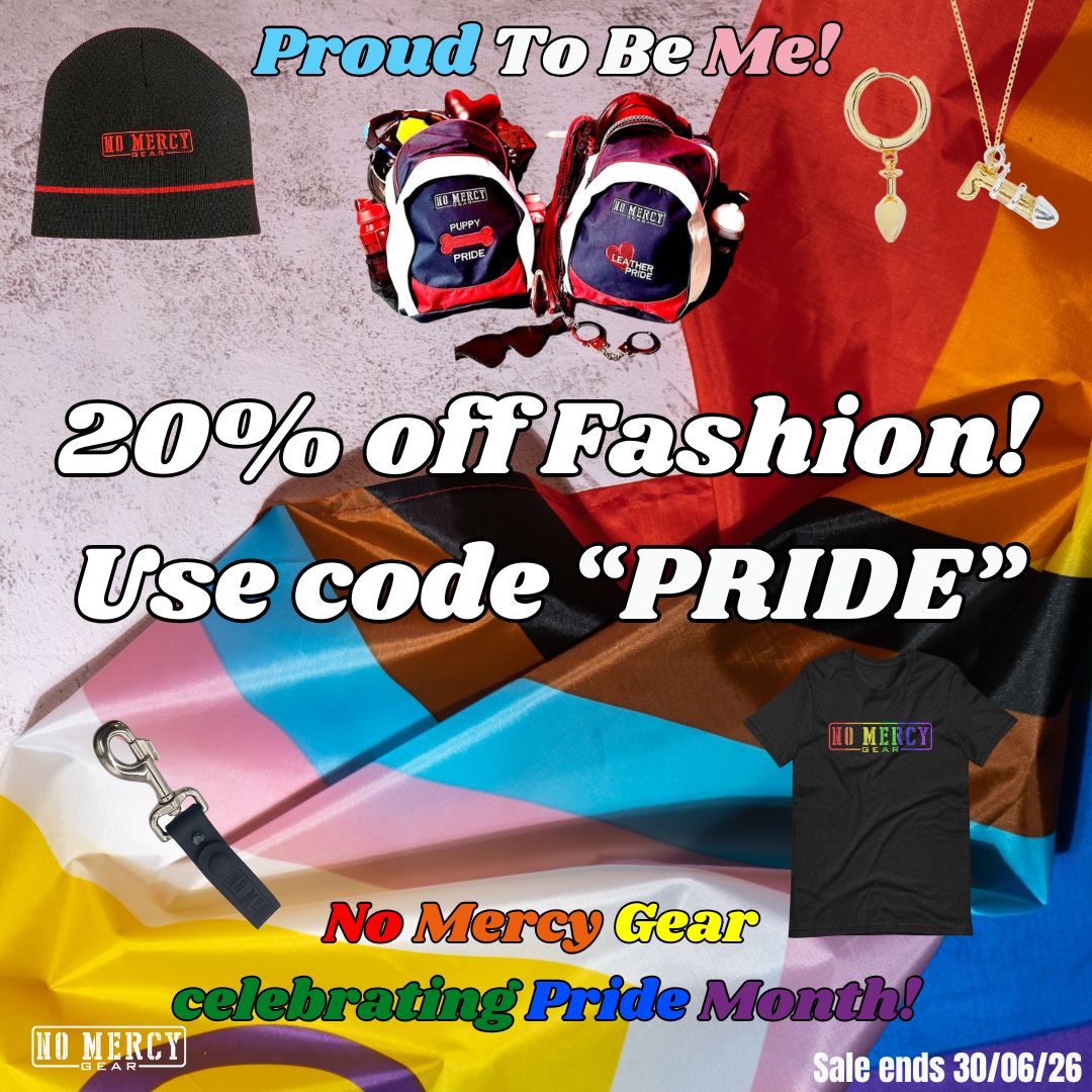 NoMercyGear's tweet photo. Celebrate Pride Month @ No Mercy Gear!

Save 20% off Fashion using code "PRIDE"

https://t.co/UabR1SkWu4 https://t.co/ClbEz7pFJi