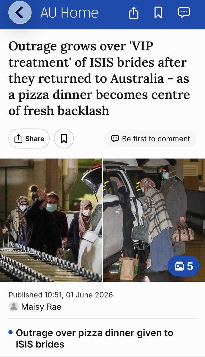 daisymay4263's tweet photo. The NSW and Albanese governments have been urged to come clean over who paid for a pizza dinner for the ISIS brides and their children after they returned to Sydney, as outrage grows over their 'VIP treatment'. 

The cohort of four women and six children arrived at Sydney Airport on May 26 and were greeted by officials from the NSW Department of Communities and Justice.

Officials are believed to have conducted an almost three-hour health assessment on the group before police assisted them to a line of waiting cars.

AFP officers were then seen shielding the women and children from cameras by forming a line in front of the vehicles.

Media later spotted the women at a nearby hotel, where pizza boxes were delivered to reception as riot police stood guard outside. 

A federal government source told the Daily Telegraph it was 'ridiculous' the group had received 'VIP treatment' on their arrival.

'It sets a precedent that you can willingly travel to and come back with a red carpet rolled out for you from a side exit,' they said.

Speaking on claims the ISIS-linked cohort were fed pizza, a police source said they 'got fed and we didn't'.

Pressure is mounting for the NSW and federal governments to disclose who paid for the pizza dinner.

Federal Opposition home affairs spokesman Jonno Duniam demanded answers from Prime Minister Anthony Albanese and his government. 

'The federal government still tries to argue that it has done nothing to help these women and children,' he said.

'As if passports, consular assistance, identity checks, transport, police arrangements, health checks, accommodation and other special privileges – including upon their arrival in Australia – have somehow all materialised by magic.