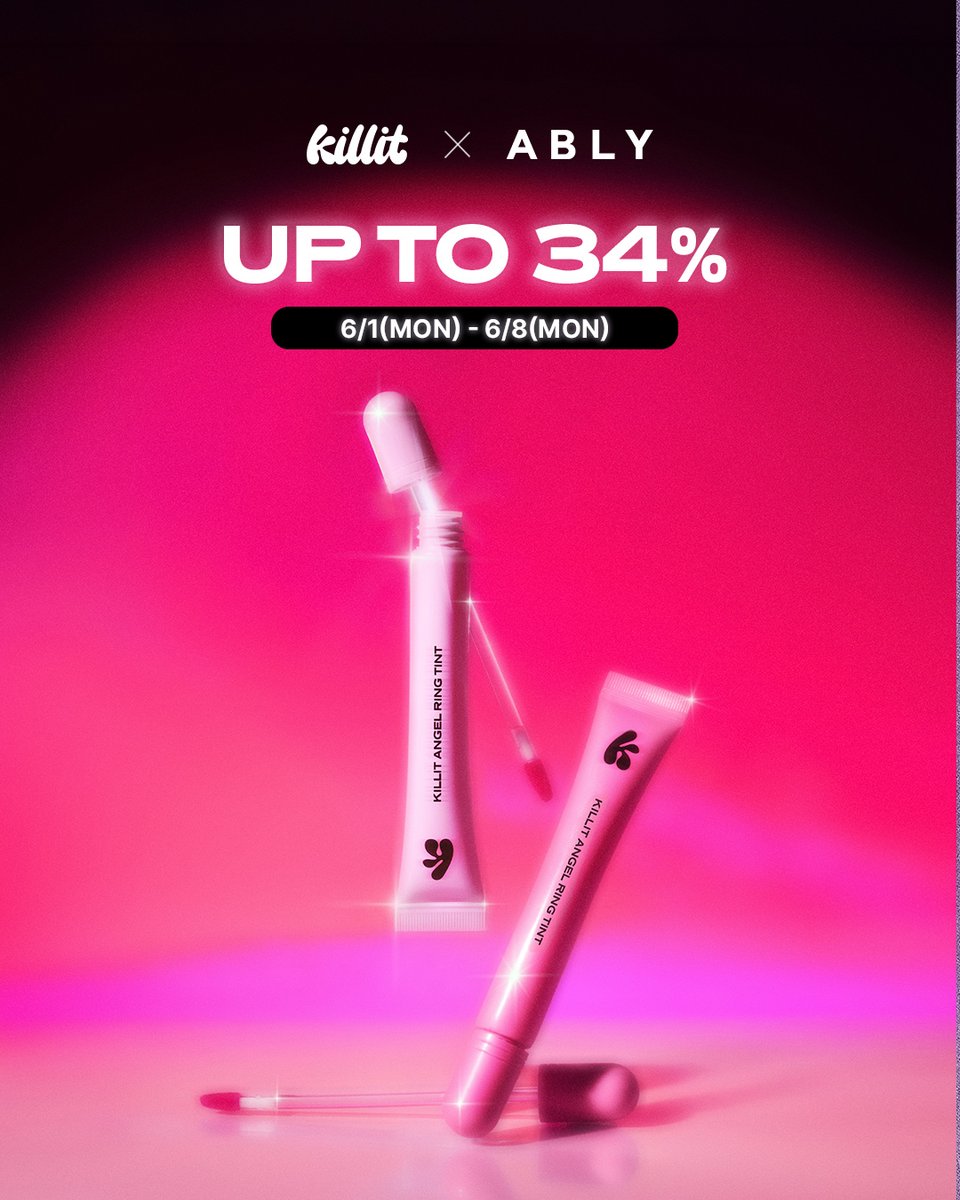 killit_official's tweet photo. 킬릿 × 에이블리
취향 페스타 시작🩷
6/1 ~ 6/8

UP TO 34% OFF
엔젤링 틴트 1+1 까지 만나보자💕
🔗 https://t.co/Q5mf220pYf https://t.co/bYH0SrFyWc