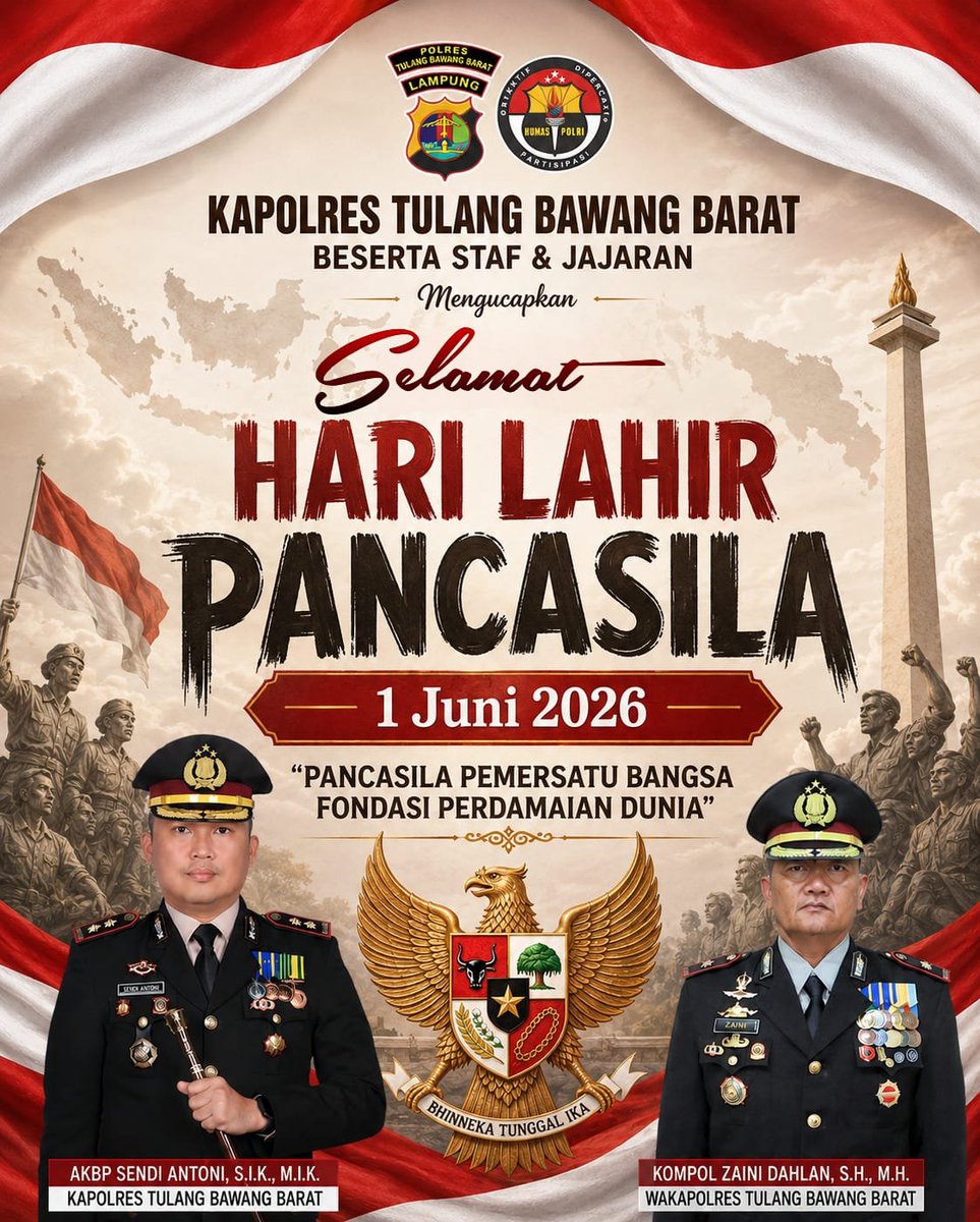 Humasrestubaba's tweet photo. Selamat Hari Lahir Pancasila 
01 Juni 2026 https://t.co/NDxJEjnp1H