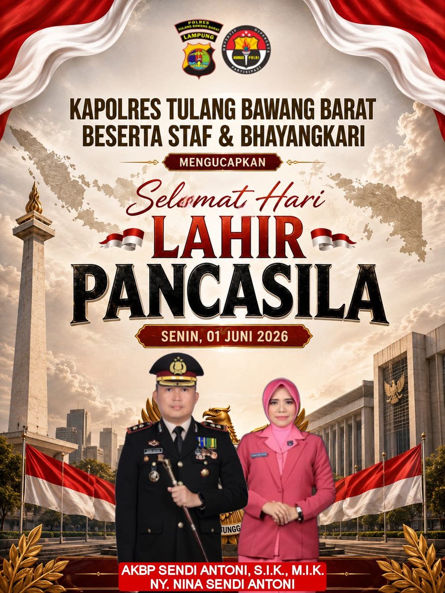 Humasrestubaba's tweet photo. Selamat Hari Lahir Pancasila 
01 Juni 2026 https://t.co/rOaMJvhLg0