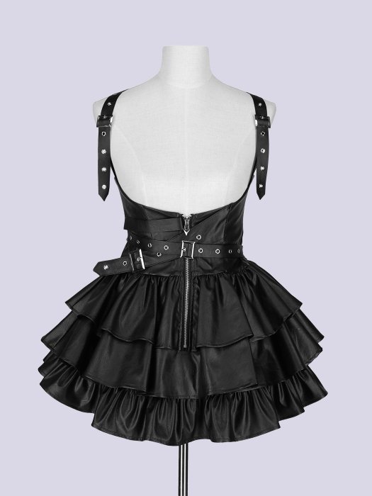 Leather Dress Frill / Lace QOOZA スカート IMVAL