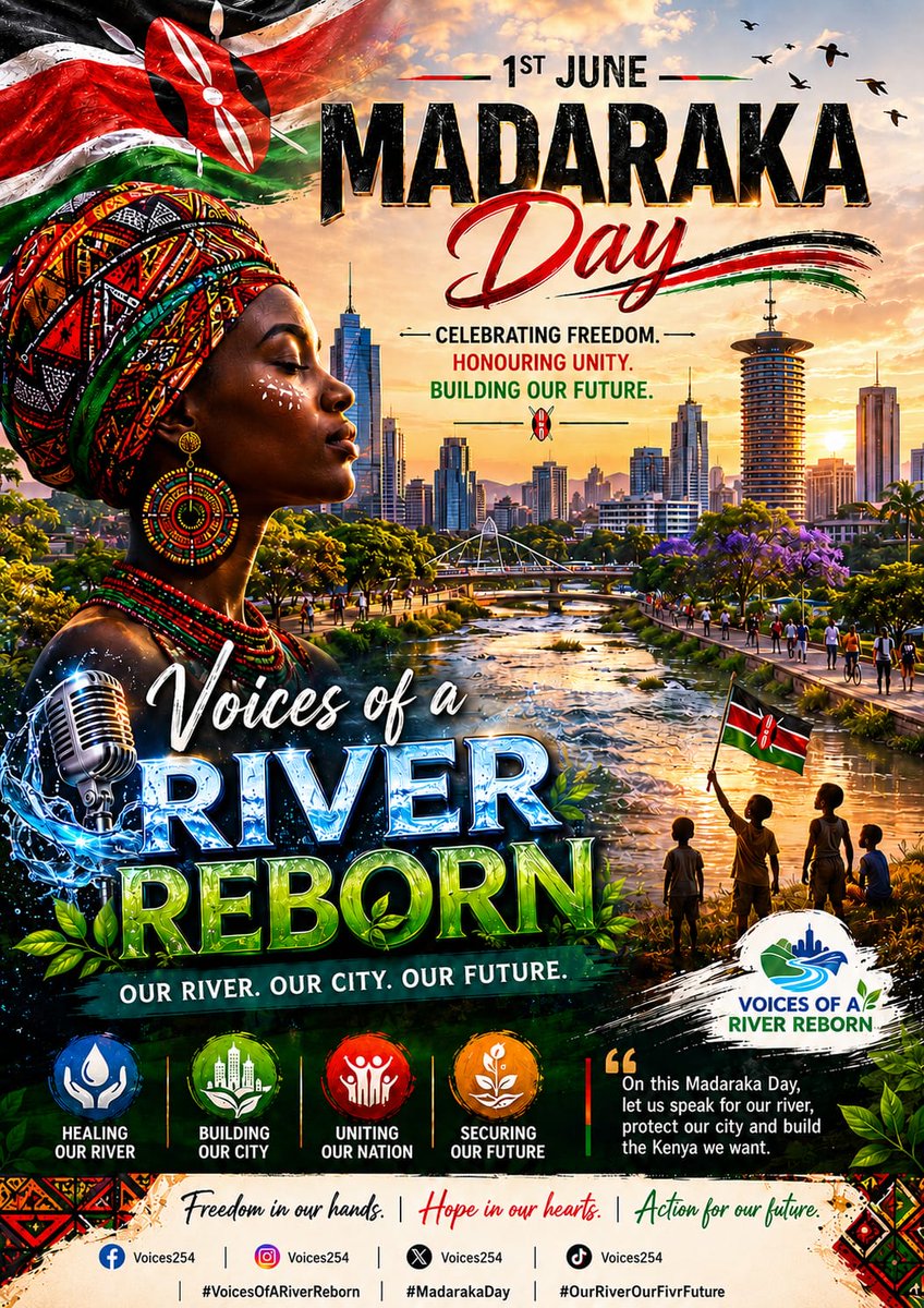 254voices's tweet photo. This #MadarakaDay, let's celebrate freedom by protecting what sustains us. Freedom is more than  a day's celebration, its a responsibility. 
Join the movement and help shape a cleaner, healthier Kenya for generations to come.
#VoicesOfARiverReborn #Kenya #NairobiRiver  #Voices254 https://t.co/BYqpz18u7A