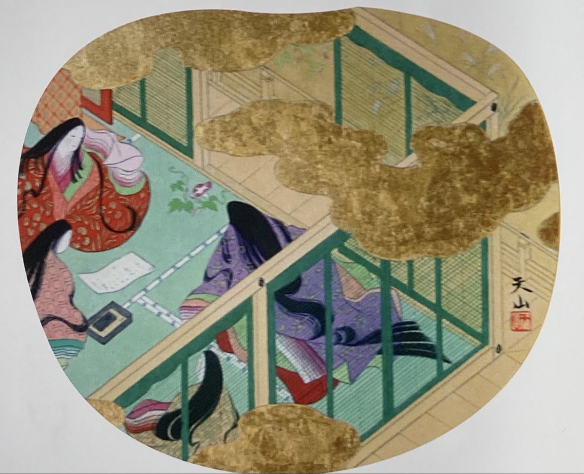 nihonga_tenzan's tweet photo. 源氏物語・朝顔　桃型4号相当作品です https://t.co/SOUJKvUpKb