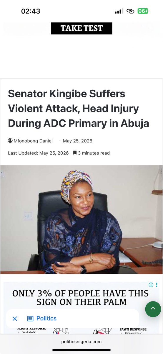 Kaypinski's tweet photo. Dem say dem beat our senator madam oh.😟😳🤷🏽‍♂️

Ireti Kingibe victim of thuggery at party primaries. https://t.co/WgBcMhnHnz