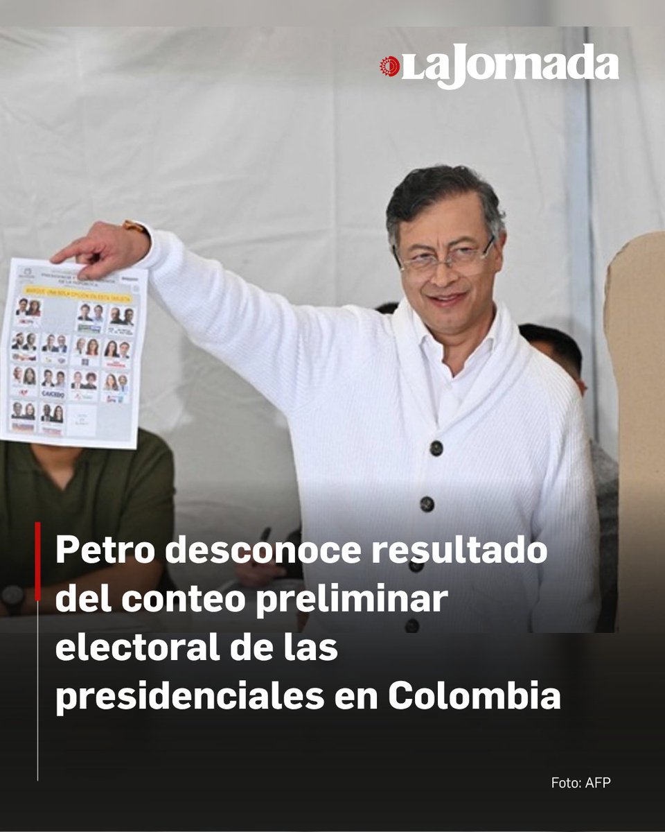 lajornadaonline's tweet photo. Según el presidente colombiano, actualmente hay "dos censos", el oficial y el del software que utiliza la registraduría, propiedad de una firma privada.

"Las mesas ya impugnadas demuestran que centenares de miles de votos fueron agregados sin existencia de sufragantes. Por tanto y conforme a la ley, los resultados vinculantes que el presidente atenderá y aceptará son los de las comisiones escrutadoras dirigidas por los jueces de la República", añadió Petro.

Más información en: https://t.co/LhcC96hpGR