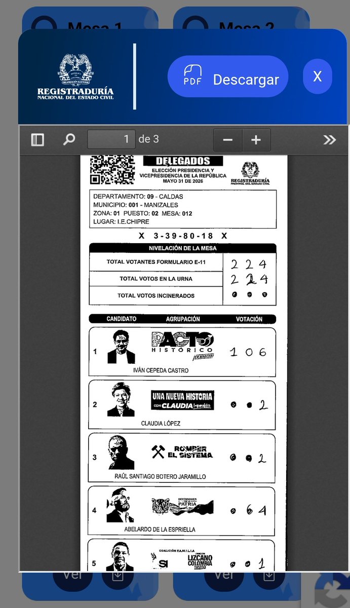 Tripiante96's tweet photo. Manizales, zona 1, I. E. Chipre, mesa 12 #FraudeElectoral https://t.co/1yKfEEXkZQ